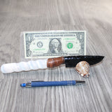 Selenite Spiral Handle Obsidian Blade Ornamental Knife #8164  Mountain Man Knife