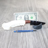 Deer Jaw Handle Obsidian Blade Ornamental Knife #0164  Mountain Man Knife