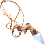 Grapevine Wood Handle Opalite  Blade Knife Necklace  #6755  Mountain Man Necklace
