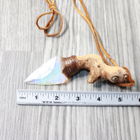 Grapevine Wood Handle Opalite  Blade Knife Necklace  #6755  Mountain Man Necklace