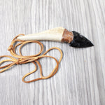 Antler Handle Obsidian Blade Knife Necklace  #5855  Mountain Man Necklace