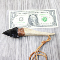 Antler Handle Obsidian Blade Knife Necklace  #5855  Mountain Man Necklace