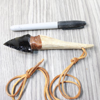 Antler Handle Obsidian Blade Knife Necklace  #5855  Mountain Man Necklace