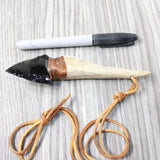 Antler Handle Obsidian Blade Knife Necklace  #5855  Mountain Man Necklace