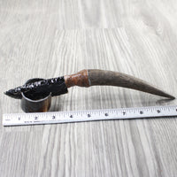 Impala Horn Handle Obsidian Blade Ornamental Knife #2855  Mountain Man Knife