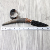 Impala Horn Handle Obsidian Blade Ornamental Knife #2855  Mountain Man Knife