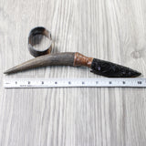 Impala Horn Handle Obsidian Blade Ornamental Knife #2855  Mountain Man Knife
