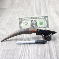 Impala Horn Handle Obsidian Blade Ornamental Knife #2855  Mountain Man Knife