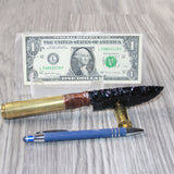 50 Cal Shell Casing Handle Obsidian Blade Ornamental Knife #9264  Mountain Man Knife