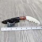 Red Fox Jaw Handle Obsidian Blade Ornamental Knife #8264  Mountain Man Knife