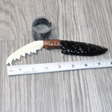 Red Fox Jaw Handle Obsidian Blade Ornamental Knife #8264  Mountain Man Knife