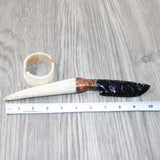 Elk Antler Handle Obsidian Blade Ornamental Knife #8264  Mountain Man Knife