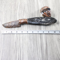 Orthoceras Fossil Handle Stone Blade Ornamental Knife # 8855   Mountain Man Knife