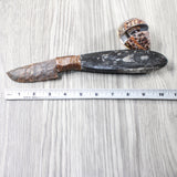Orthoceras Fossil Handle Stone Blade Ornamental Knife # 8855   Mountain Man Knife