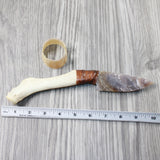 Reindeer Antler Crown Handle Stone Blade Ornamental Knife #1846 Mountain Man Knife