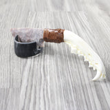 Coyote Jaw Handle Stone Blade Ornamental Knife #1955    Mountain Man Knife