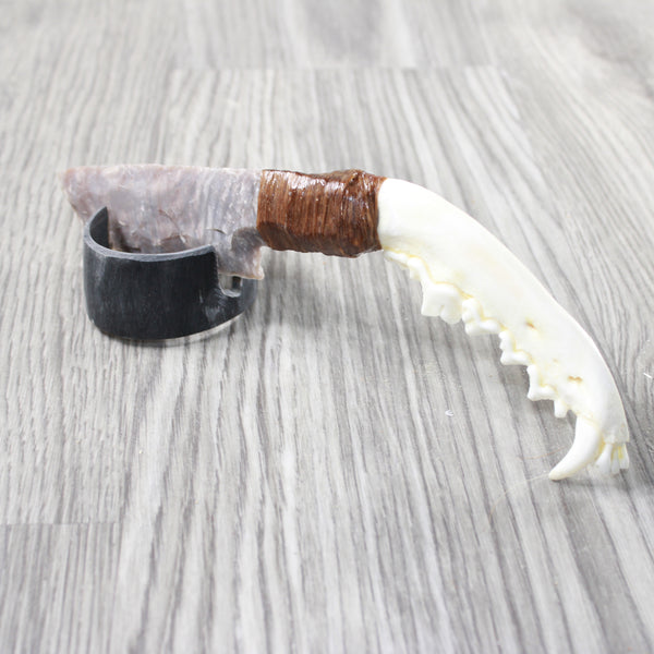 Coyote Jaw Handle Stone Blade Ornamental Knife #1955    Mountain Man Knife