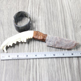 Coyote Jaw Handle Stone Blade Ornamental Knife #1955    Mountain Man Knife