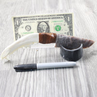 Coyote Jaw Handle Stone Blade Ornamental Knife #1955    Mountain Man Knife