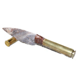 50 Cal Shell Casing Handle Stone Blade Ornamental Knife #7464    Mountain Man Knife