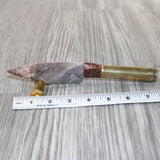 50 Cal Shell Casing Handle Stone Blade Ornamental Knife #7464    Mountain Man Knife