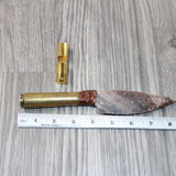 50 Cal Shell Casing Handle Stone Blade Ornamental Knife #7464    Mountain Man Knife
