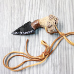 Grapevine Wood Handle  Obsidian Blade Knife Necklace  #5955  Mountain Man Necklace