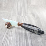 Orthoceras Fossil Handle Opalite Blade Ornamental Knife #0055     Mountain Man Knife