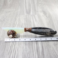 Orthoceras Fossil Handle Opalite Blade Ornamental Knife #0055     Mountain Man Knife