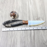 Orthoceras Fossil Handle Opalite Blade Ornamental Knife #0055     Mountain Man Knife