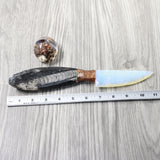 Orthoceras Fossil Handle Opalite Blade Ornamental Knife #0055     Mountain Man Knife