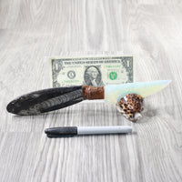 Orthoceras Fossil Handle Opalite Blade Ornamental Knife #0055     Mountain Man Knife