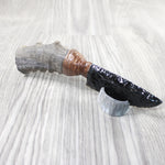 Impala Horn Handle Obsidian Blade Ornamental Knife #0055  Mountain Man Knife