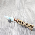 Cholla Cactus Wood Handle Opalite Blade Ornamental Knife #0155     Mountain Man Knife