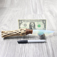 Cholla Cactus Wood Handle Opalite Blade Ornamental Knife #0155     Mountain Man Knife