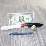 Selenite Spiral Handle Obsidian Blade Ornamental Knife #3664  Mountain Man Knife