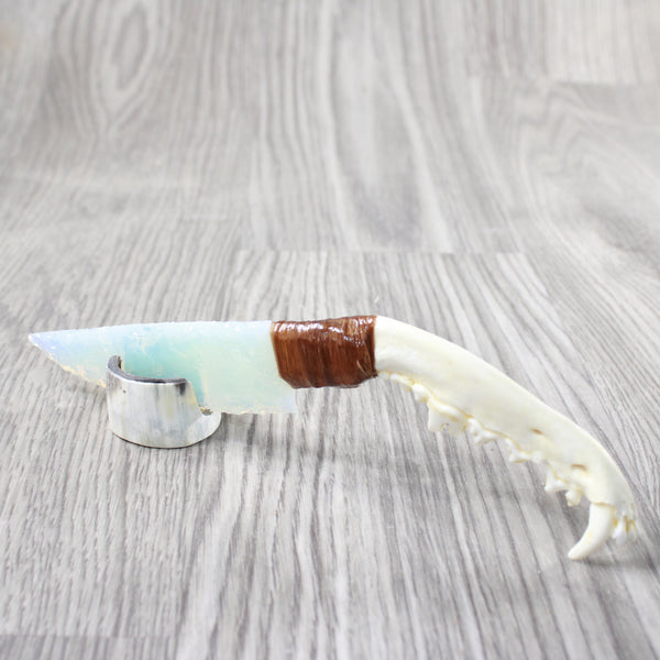 Coyote Jaw Handle Opalite Blade Ornamental Knife #0156     Mountain Man Knife