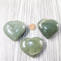 3 Aventurine Hearts Combined Weight of  309 Grams #2156    Gemstone Hearts