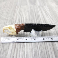Muskrat Skull Handle Obsidian Blade Ornamental Knife #3256  Mountain Man Knife