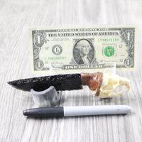 Muskrat Skull Handle Obsidian Blade Ornamental Knife #3256  Mountain Man Knife