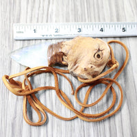 Grapevine Wood Handle Opalite Blade Knife Necklace  #6256  Mountain Man Necklace