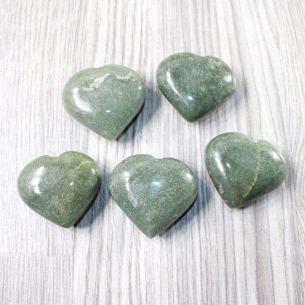 5 Aventurine Hearts Combined Weight of   550  Grams   #7256    Gemstone Hearts