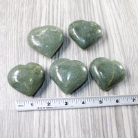 5 Aventurine Hearts Combined Weight of   550  Grams   #7256    Gemstone Hearts