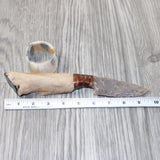 Hair-on Deer Bone Handle Stone Blade Ornamental Knife #4864    Mountain Man Knife