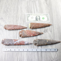 5 Stone Ornamental Spearheads  #8356     Arrowhead