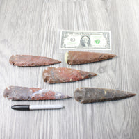 5 Stone Ornamental Spearheads  #8356     Arrowhead
