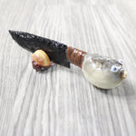 Puffer Fish Handle Obsidian Blade Ornamental Knife #6456  Mountain Man Knife
