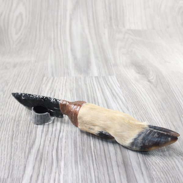 Deer Foot Handle Obsidian Blade Ornamental Knife #1656  Mountain Man Knife