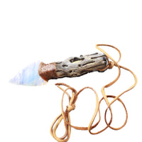 Cholla Cactus Wood Handle Opalite Blade Knife Necklace  #5656  Mountain Man Necklace