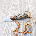 Cholla Cactus Wood Handle Opalite Blade Knife Necklace  #5656  Mountain Man Necklace